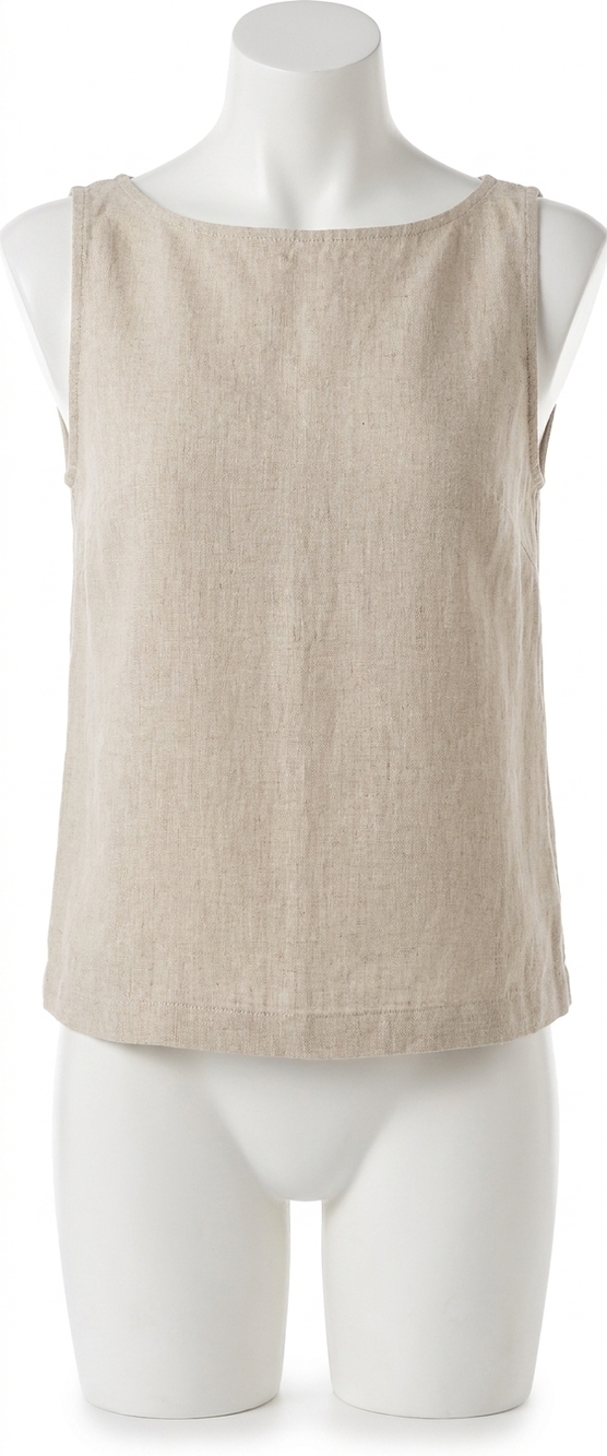 NEW MICHAEL STARS zora herringbone linen straight neck sleeveless tank in macada